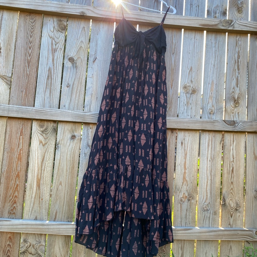 Free People Totally Tubular Black and Brown Patterned Dress